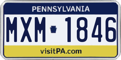PA license plate MXM1846