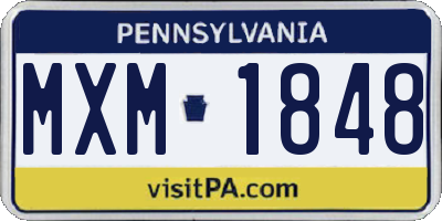 PA license plate MXM1848