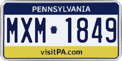 PA license plate MXM1849