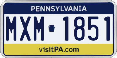 PA license plate MXM1851