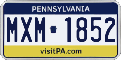 PA license plate MXM1852