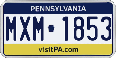 PA license plate MXM1853