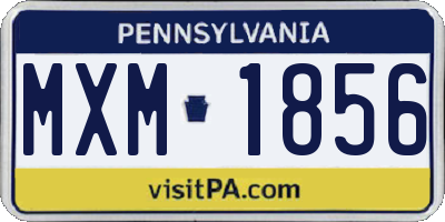 PA license plate MXM1856
