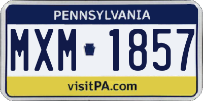 PA license plate MXM1857