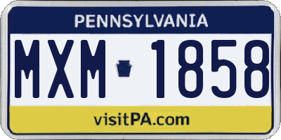 PA license plate MXM1858