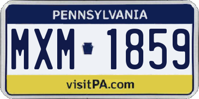 PA license plate MXM1859