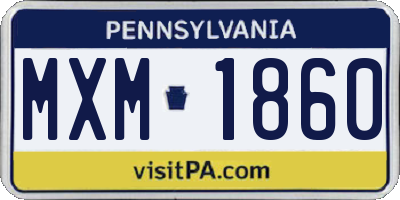 PA license plate MXM1860