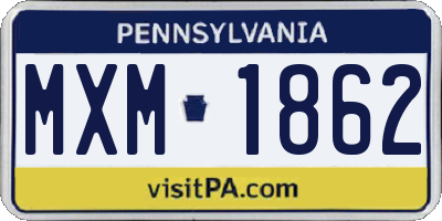 PA license plate MXM1862