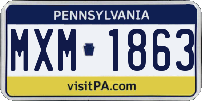 PA license plate MXM1863
