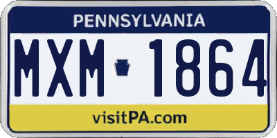 PA license plate MXM1864
