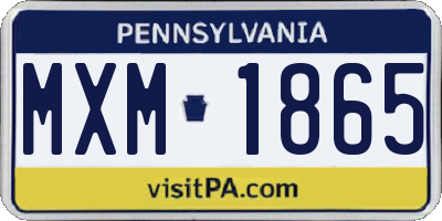 PA license plate MXM1865