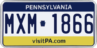PA license plate MXM1866