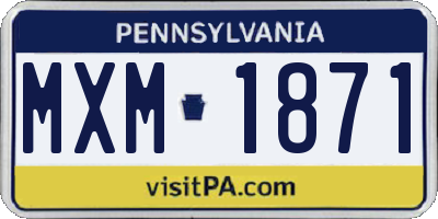 PA license plate MXM1871