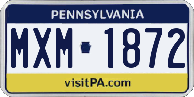 PA license plate MXM1872
