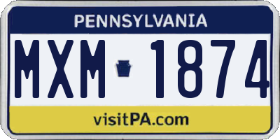 PA license plate MXM1874
