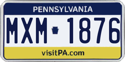 PA license plate MXM1876