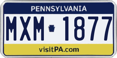 PA license plate MXM1877