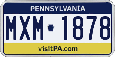 PA license plate MXM1878
