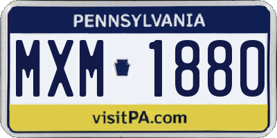 PA license plate MXM1880