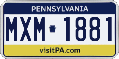 PA license plate MXM1881