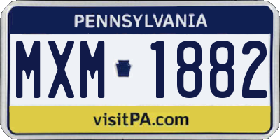 PA license plate MXM1882