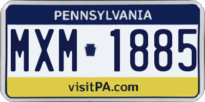 PA license plate MXM1885