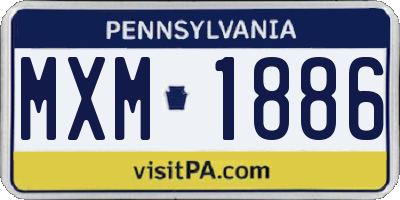 PA license plate MXM1886