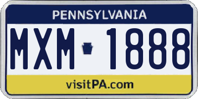 PA license plate MXM1888