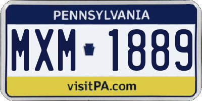 PA license plate MXM1889