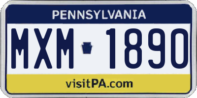 PA license plate MXM1890