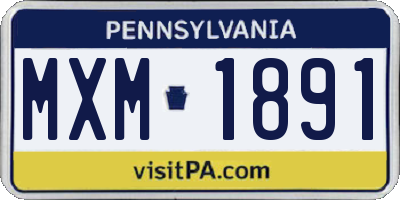PA license plate MXM1891