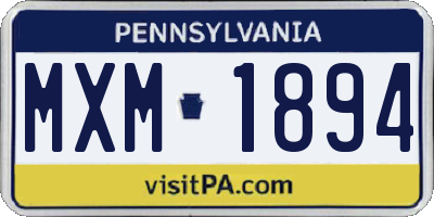 PA license plate MXM1894