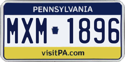 PA license plate MXM1896