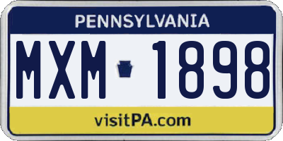 PA license plate MXM1898