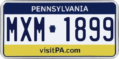 PA license plate MXM1899