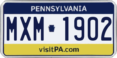 PA license plate MXM1902