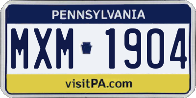PA license plate MXM1904