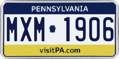 PA license plate MXM1906