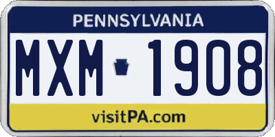 PA license plate MXM1908