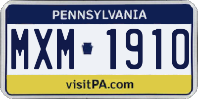 PA license plate MXM1910