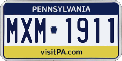 PA license plate MXM1911
