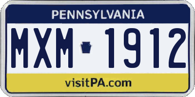 PA license plate MXM1912