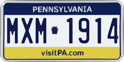 PA license plate MXM1914