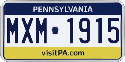 PA license plate MXM1915