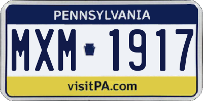 PA license plate MXM1917