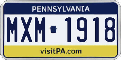 PA license plate MXM1918