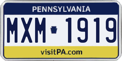PA license plate MXM1919