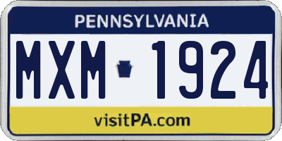 PA license plate MXM1924