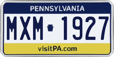 PA license plate MXM1927