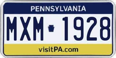 PA license plate MXM1928